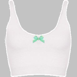 Cropped V-neck Bow Knit Suspender Top