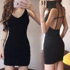 Spaghetti-strap Open Back Sheath Minidress