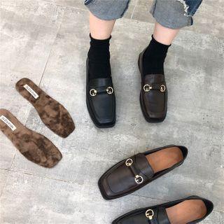 Faux Leather Buckle Loafers