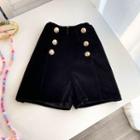 High-waist Velvet A-line Wide-leg Shorts