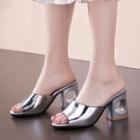 Hollow Chunky-heel Slide Sandals