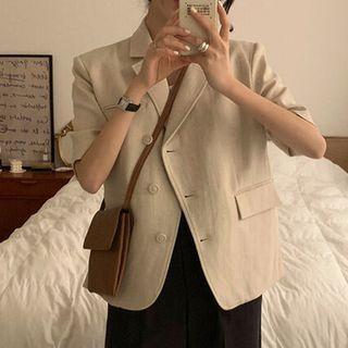 Short-sleeve Blazer / Straight Leg Pants