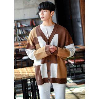 Oversized Checked Cardigan