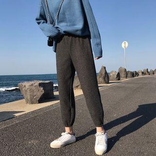 Plain High-waist Jogger Pants