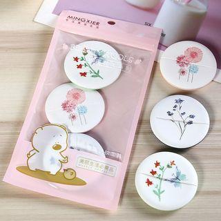 Set Of 3: Floral Print Powder Puff As Shown In Figure - One Size