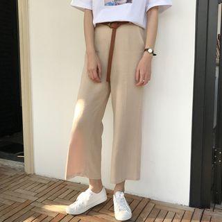Plain Linen Cotton Wide Leg Pants