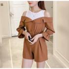 3/4-sleeve Mock Two Piece Playsuit