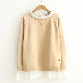 Lace-trim Embroidered Sweatshirt