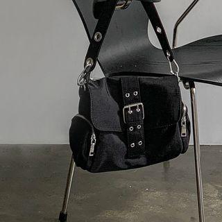 Belted Zipped Flap Shoulder Bag