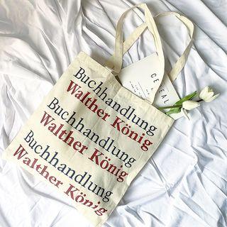Lettering Canvas Shopper Bag As Shown In Figure - One Size