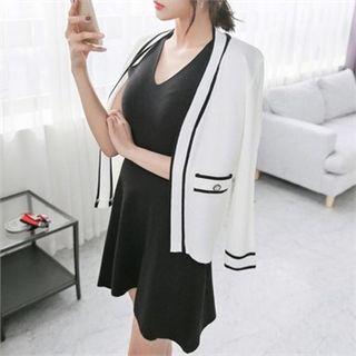 Open-front Piped Cardigan