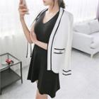 Open-front Piped Cardigan