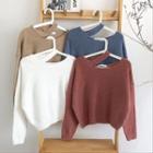 Plain Halter Long-sleeve Sweater