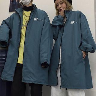 Couple Matching Lettering Windbreaker Blue - One Size