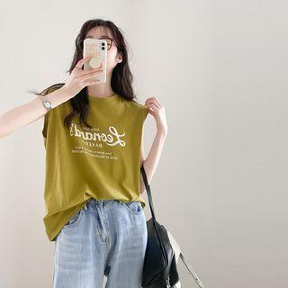 Crewneck Printed Letter Oversize Tank Top