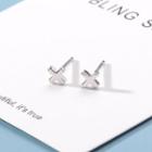 925 Sterling Silver Cross Stud Earrings 1 Pair - As Shown In Figure - One Size