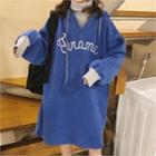 Inset Turtle-neck Top Lettered Pullover Dress