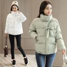 Stand Collar Bow-accent Padded Jacket