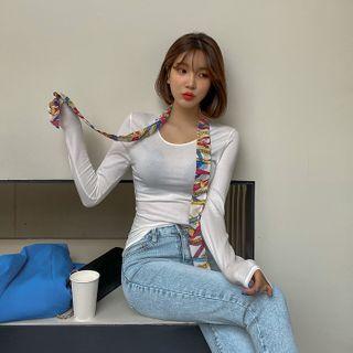 Plain Top & Twilly Scarf Ivory - One Size