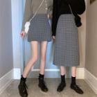 Plaid A-line Wool Skirt
