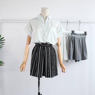 Striped Wide Leg Chiffon Shorts