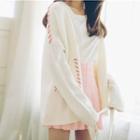 Drop-shoulder Stitched Cardigan