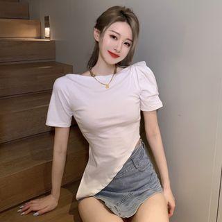 Details Off-shoulder Puff-sleeve Crop Top