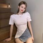 Details Off-shoulder Puff-sleeve Crop Top