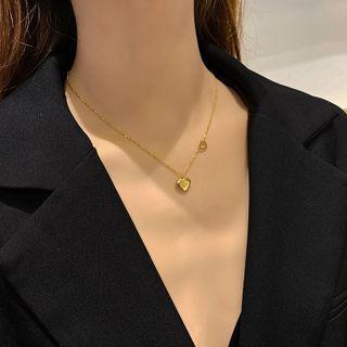 Alloy Heart Pendant Necklace X138 - Gold - One Size