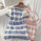Set: Short-sleeve Striped T-shirt + Mini A-line Skirt