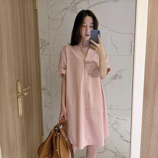 Short-sleeve A-line Dress Pink - One Size