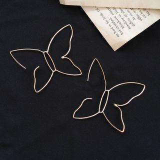 Butterfly Open Hoop Earring 1 Pair - Gold - One Size