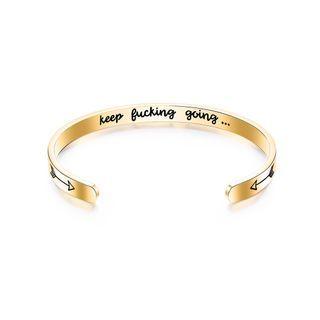 Fashion Simple Plated Gold Double Arrow Geometric Round Opening 316l Stainless Steel Bangle Golden - One Size