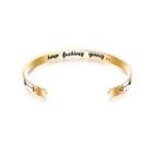 Fashion Simple Plated Gold Double Arrow Geometric Round Opening 316l Stainless Steel Bangle Golden - One Size