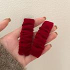 Shirred Velvet Hair Clip 1 Pair - Red - One Size
