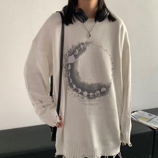 Couple Matching Moon Print Pullover