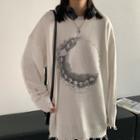 Couple Matching Moon Print Pullover