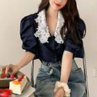 Puff Short-sleeve Shirt Dark Blue - One Size