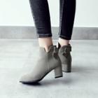 Bow Accent Block Heel Ankle Boots