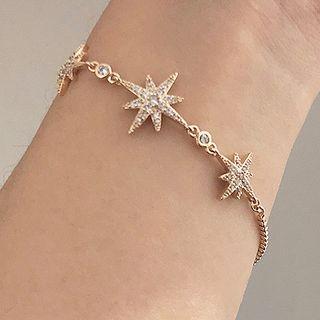 Rhinestone Star Bracelet Gold & White - One Size