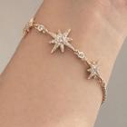 Rhinestone Star Bracelet Gold & White - One Size