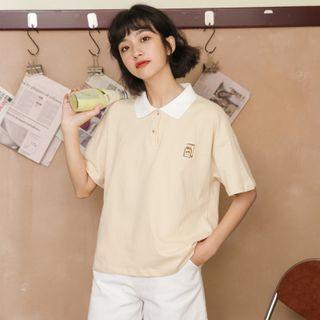 Short-sleeve Carton Embroidered T-shirt