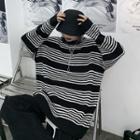 Loose-fit Striped Knitted Top Black - One Size