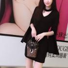 V-neck Bell-sleeve Sheath Dress