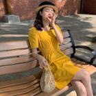 Square-neck Smocked-waist Minidress