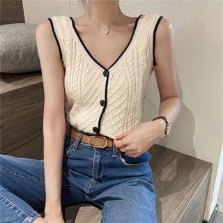 Buttoned Tank Top As Shown In Figure - One Size