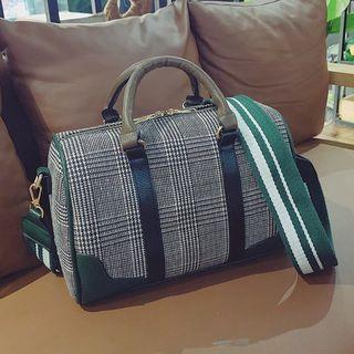 Plaid Crossbody Bag Green - One Size