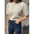 Puff-sleeve Fluffy Knit Top