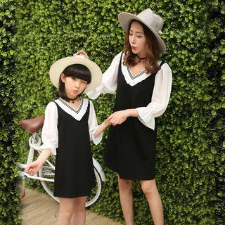 Family Matching V-neck Chiffon Dress