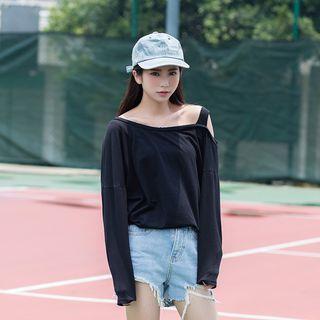 Cut Out Shoulder Long Sleeve T-shirt
